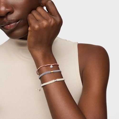 Pulsera elástica con ópalo rosa y estrella de plata TOUS Motivos