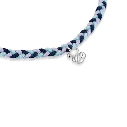 Pulsera oso de plata y nylon azul TOUS Motivos