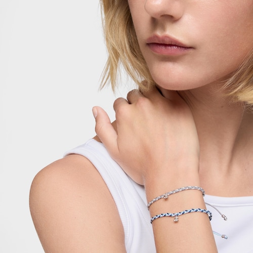 Pulsera oso de plata y nylon azul TOUS Motivos