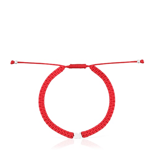 Pulsera oso de plata y nylon rojo TOUS Motivos