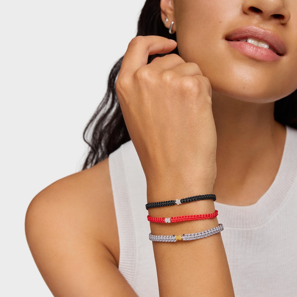 Armband TOUS Motifs aus rotem Nylon mit B&auml;renmotiv aus Silber