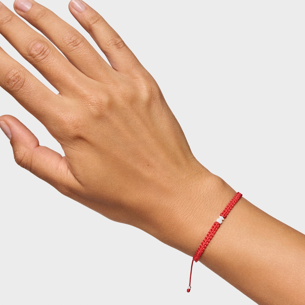 Armband TOUS Motifs aus rotem Nylon mit B&auml;renmotiv aus Silber