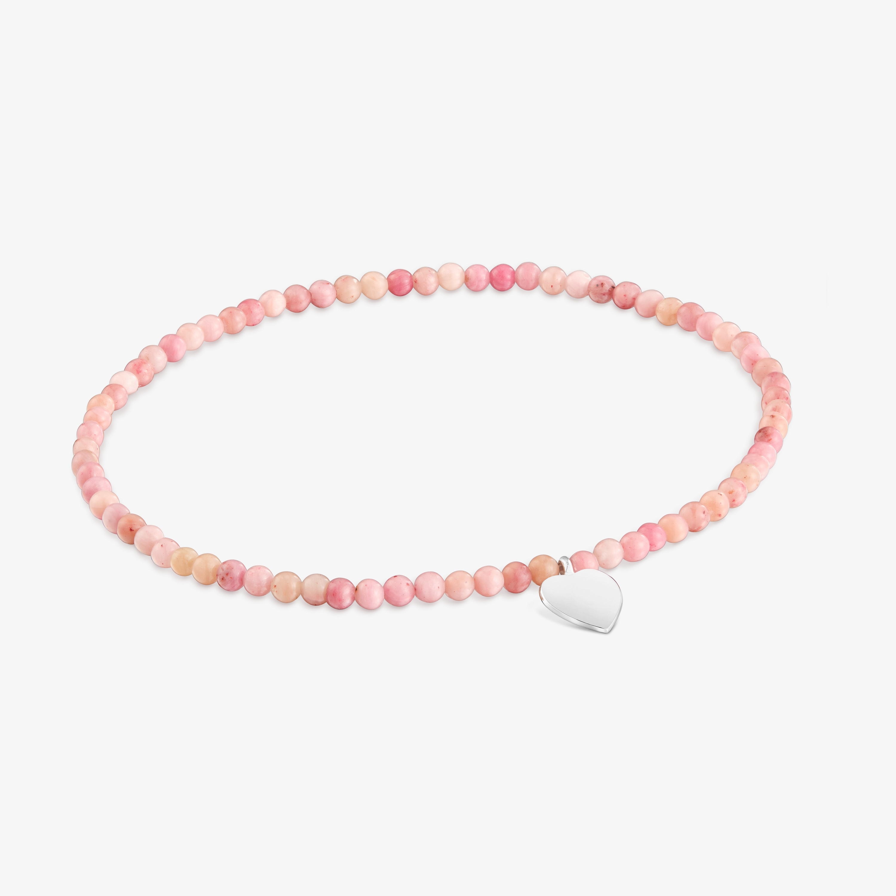 Elastic Bracelet with rhodonite and silver heart TOUS Motifs