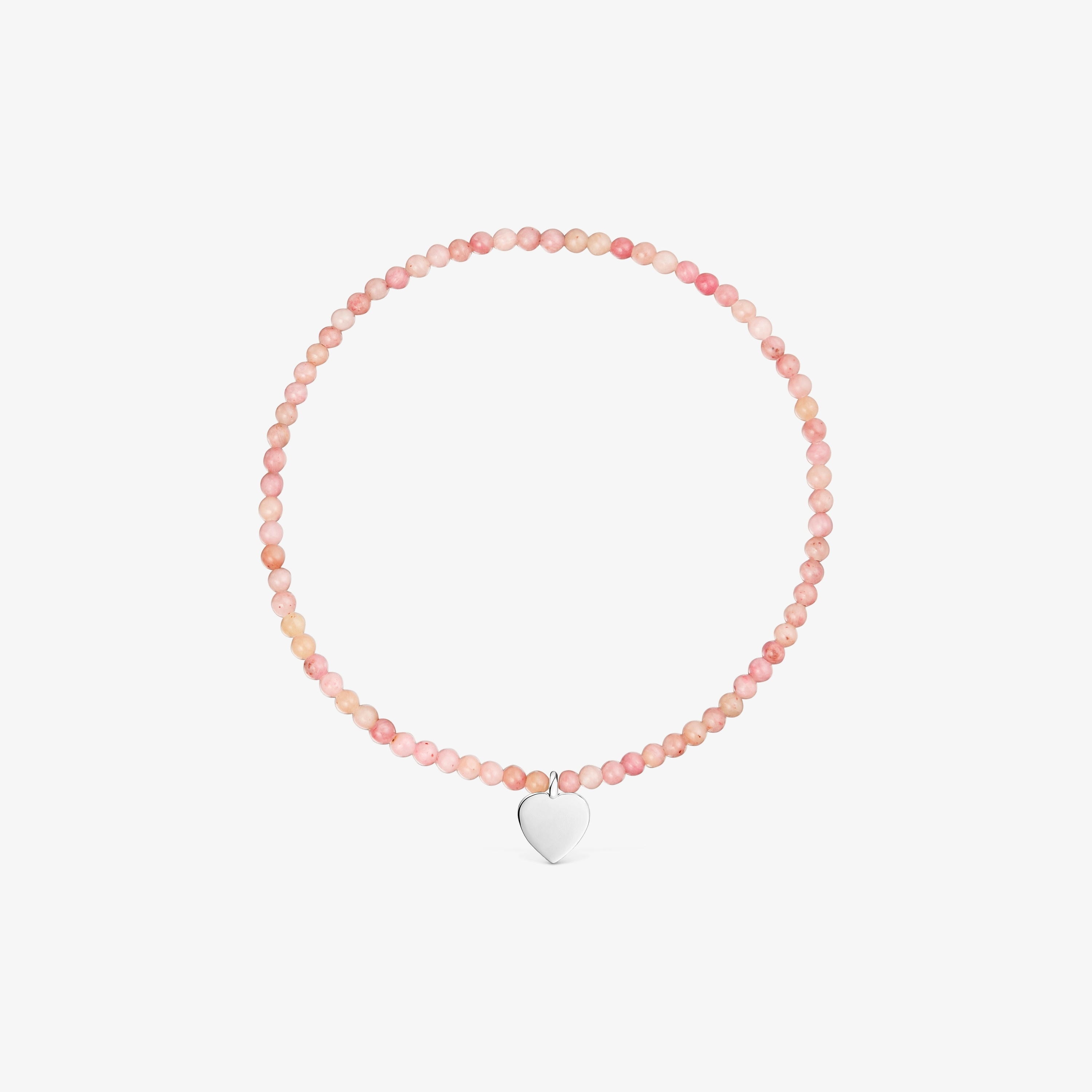 Elastic Bracelet with rhodonite and silver heart TOUS Motifs