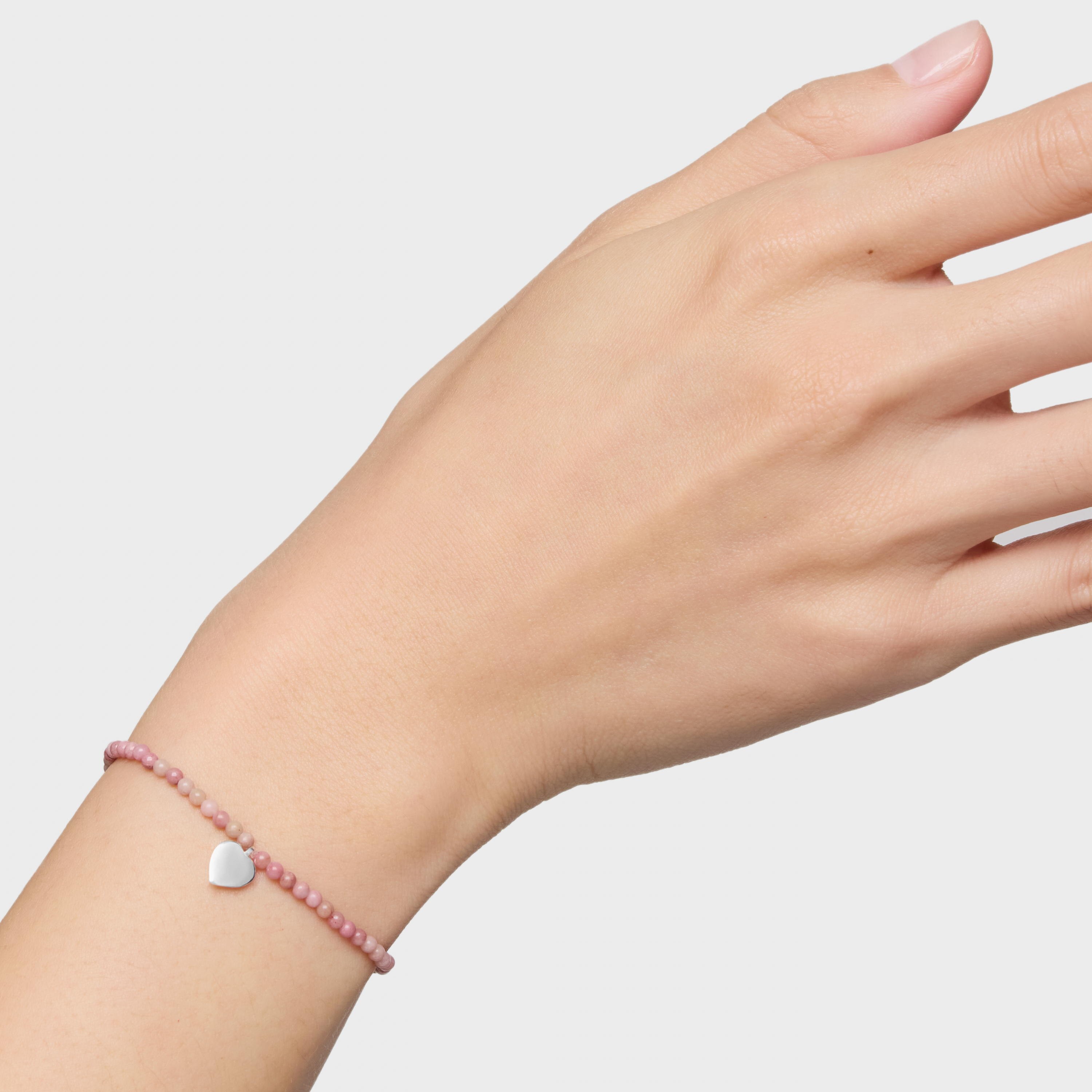 Elastic Bracelet with rhodonite and silver heart TOUS Motifs