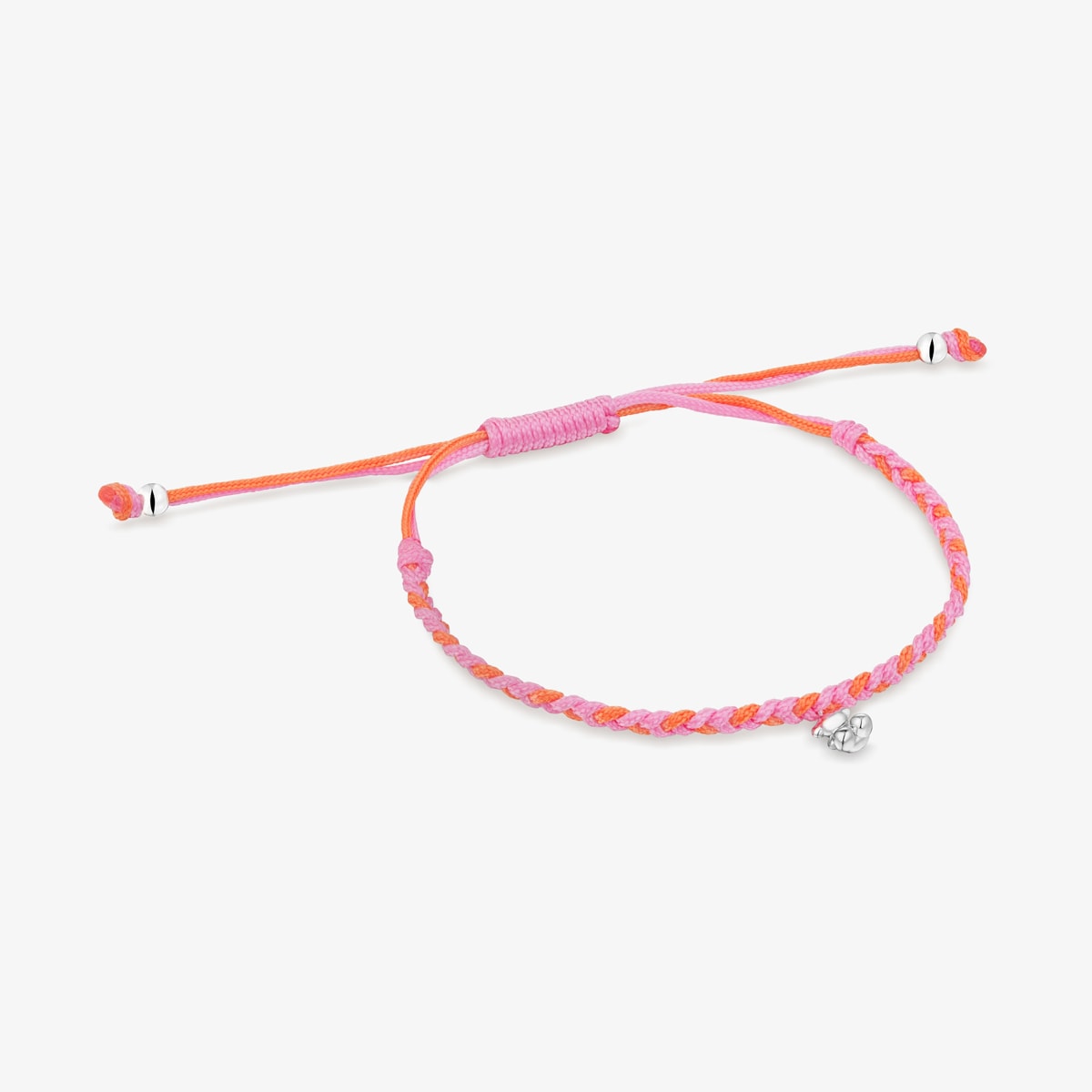 Silver and orange/pink nylon Bracelet with bear TOUS Motifs | TOUS