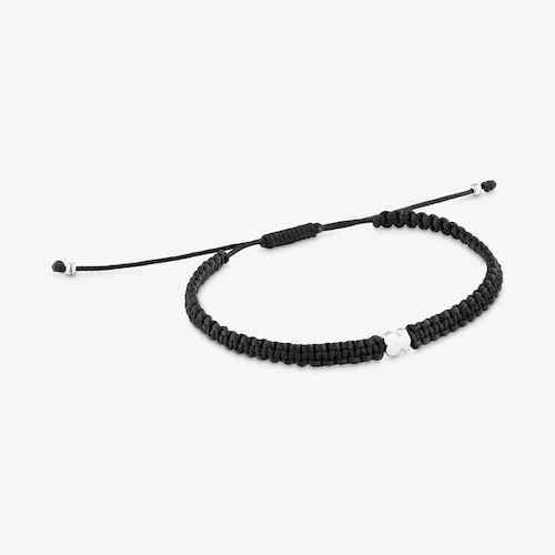 Pulsera oso de plata y nylon negro TOUS Motivos