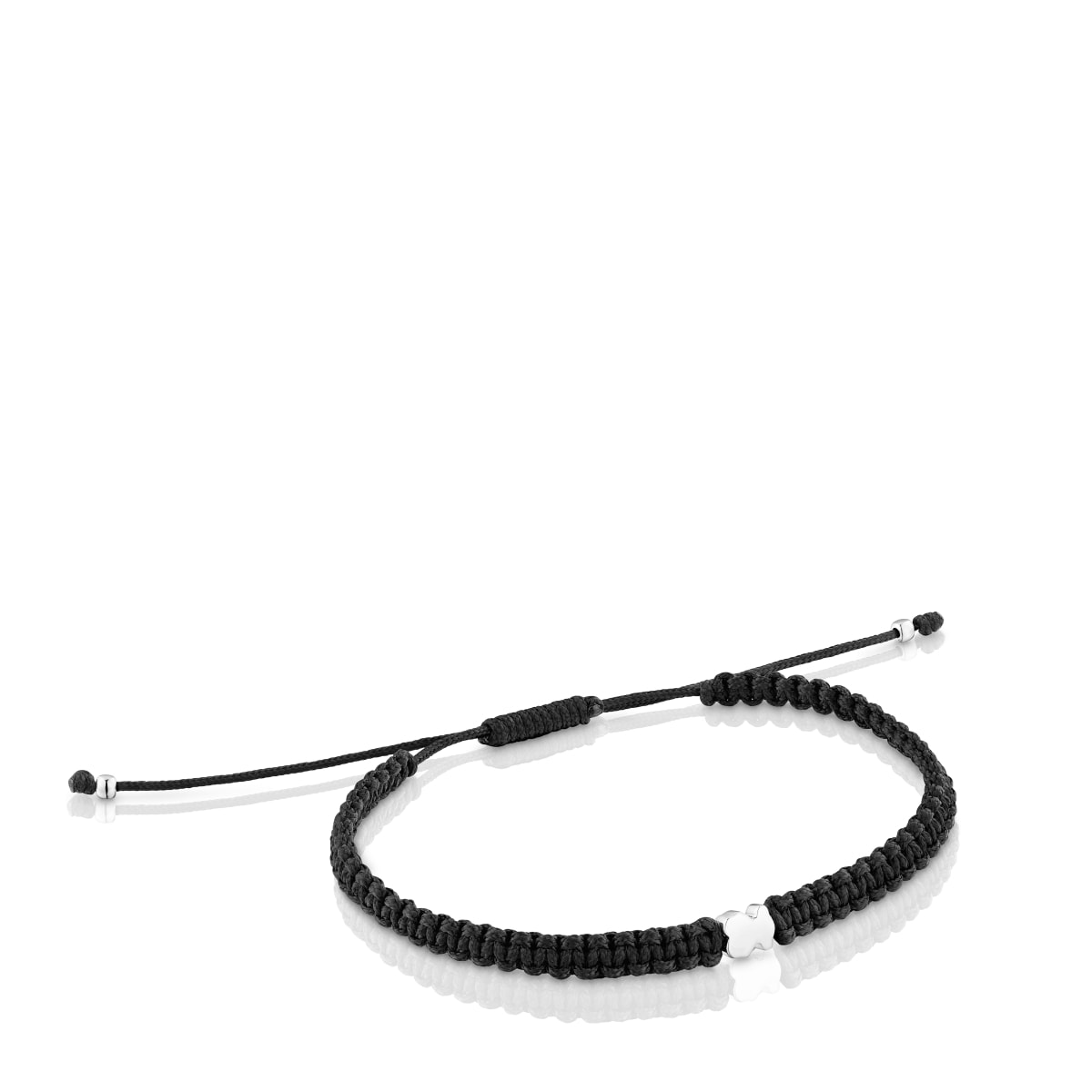 Tous - Pulsera Oso De Plata Y Nylon Negro Tous Motivos - Plateado