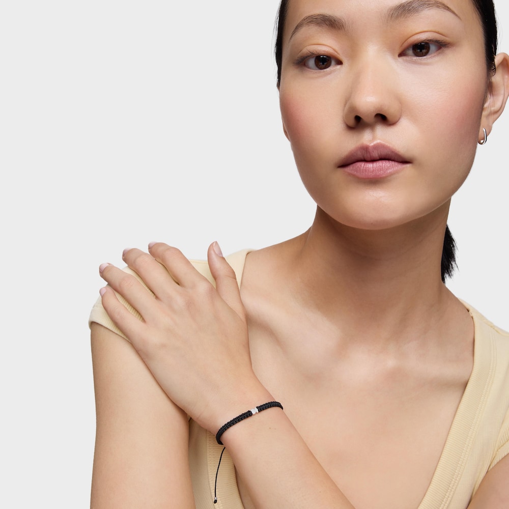 Silver and black nylon bear Bracelet TOUS Motifs