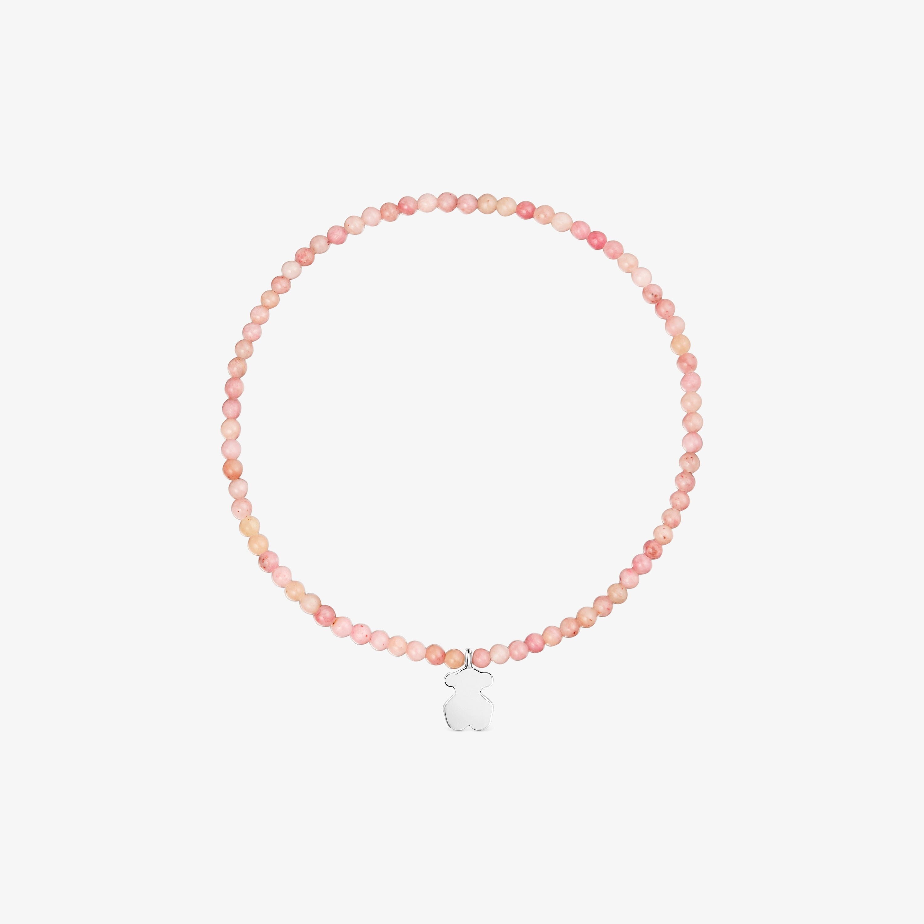Elastic Bracelet with rhodonite and silver bear TOUS Motifs
