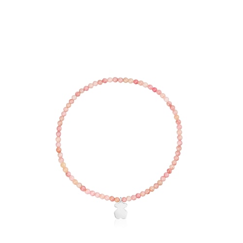 Pulsera elástica con ópalo rosa y oso de plata TOUS Motivos