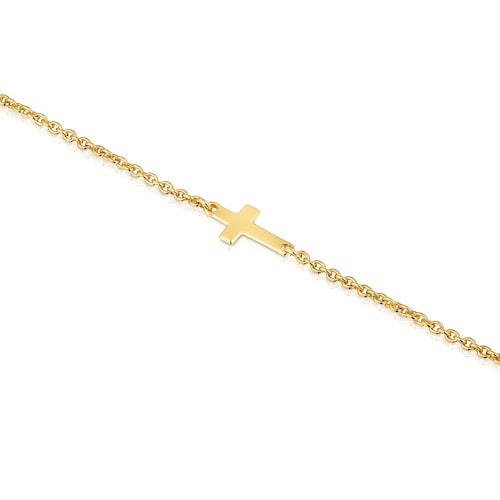 Pulsera cadena cruz con baño de oro 18 kt sobre plata TOUS Motivos