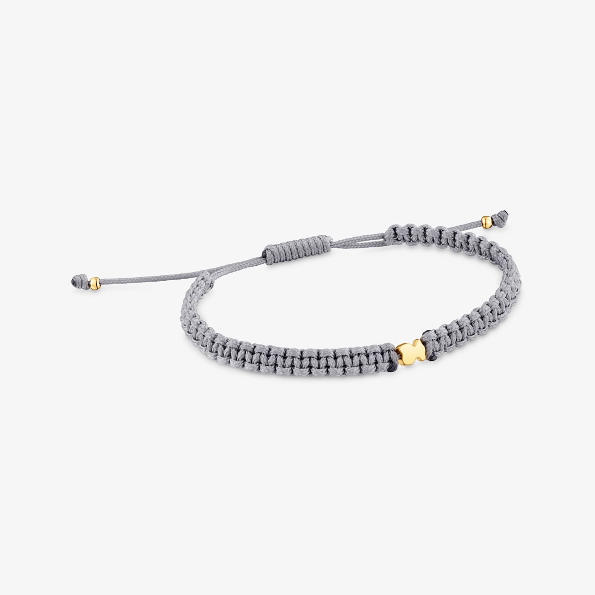 Tous - Pulsera Oso Con Baño De Oro 18 Kt Sobre Plata Y Nylon Gris Tous Motivos - Gris