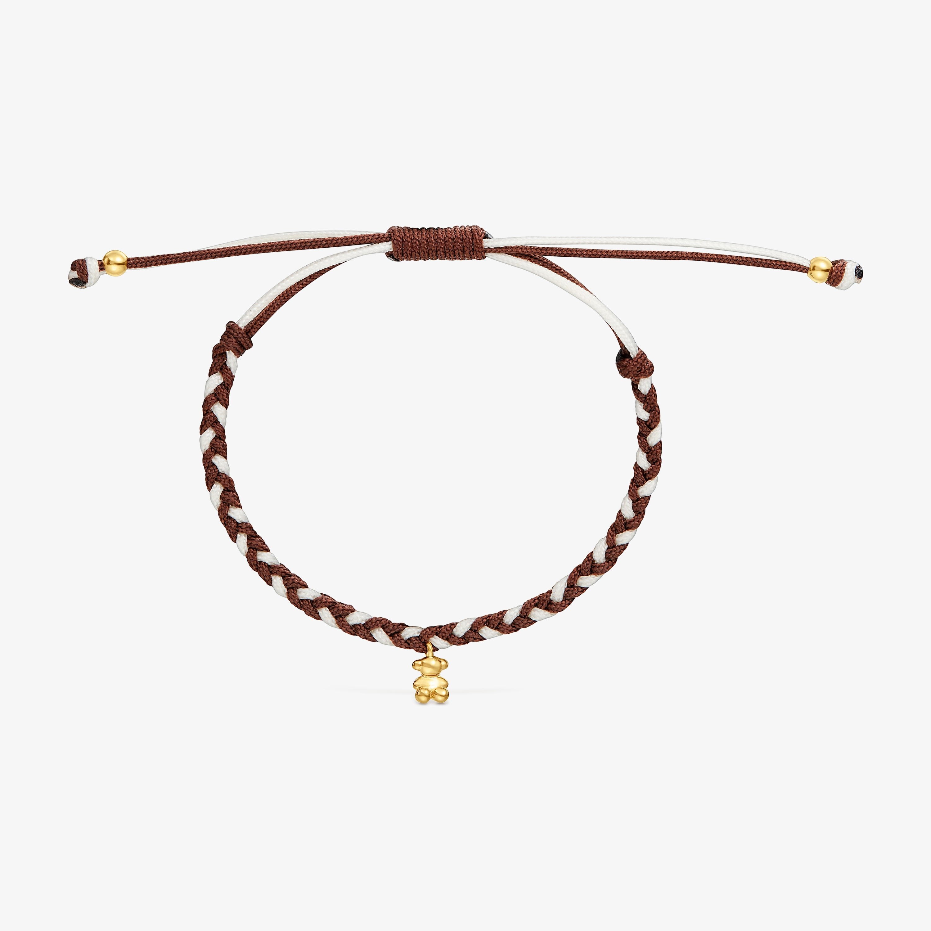 Bear Bracelet with 18K gold vermeil and brown nylon TOUS Motifs | TOUS