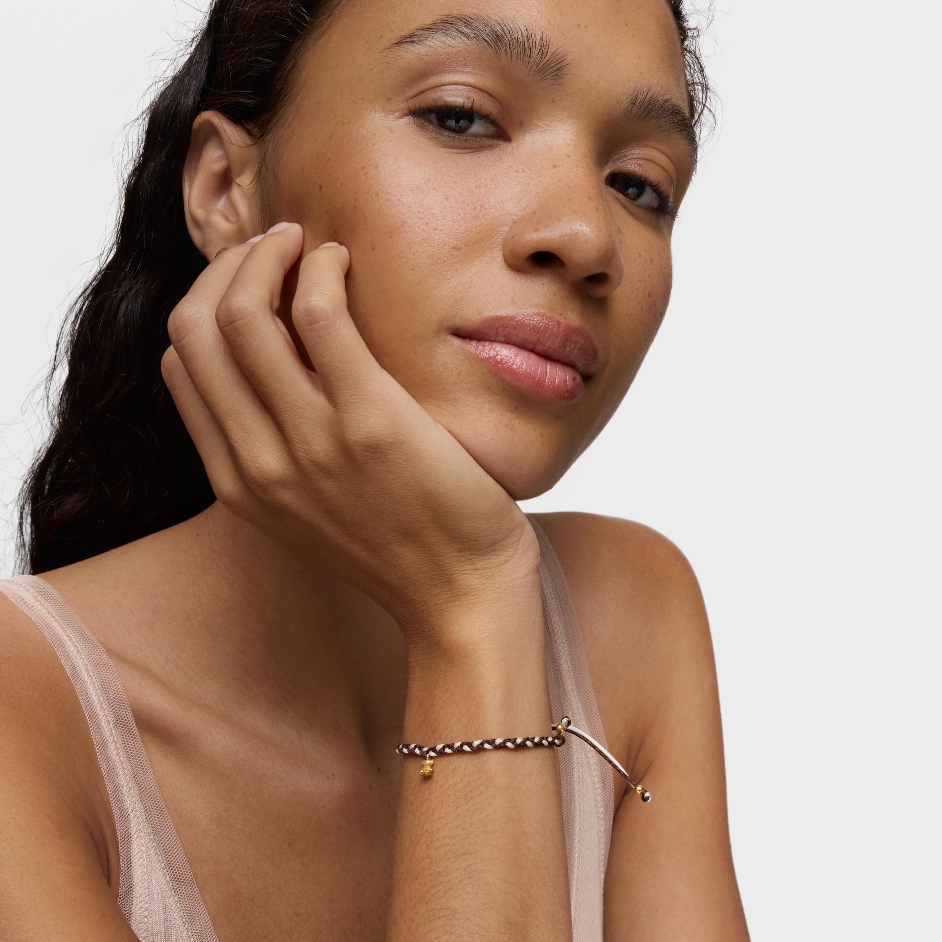 Bear Bracelet with 18K gold vermeil and brown nylon TOUS Motifs | TOUS