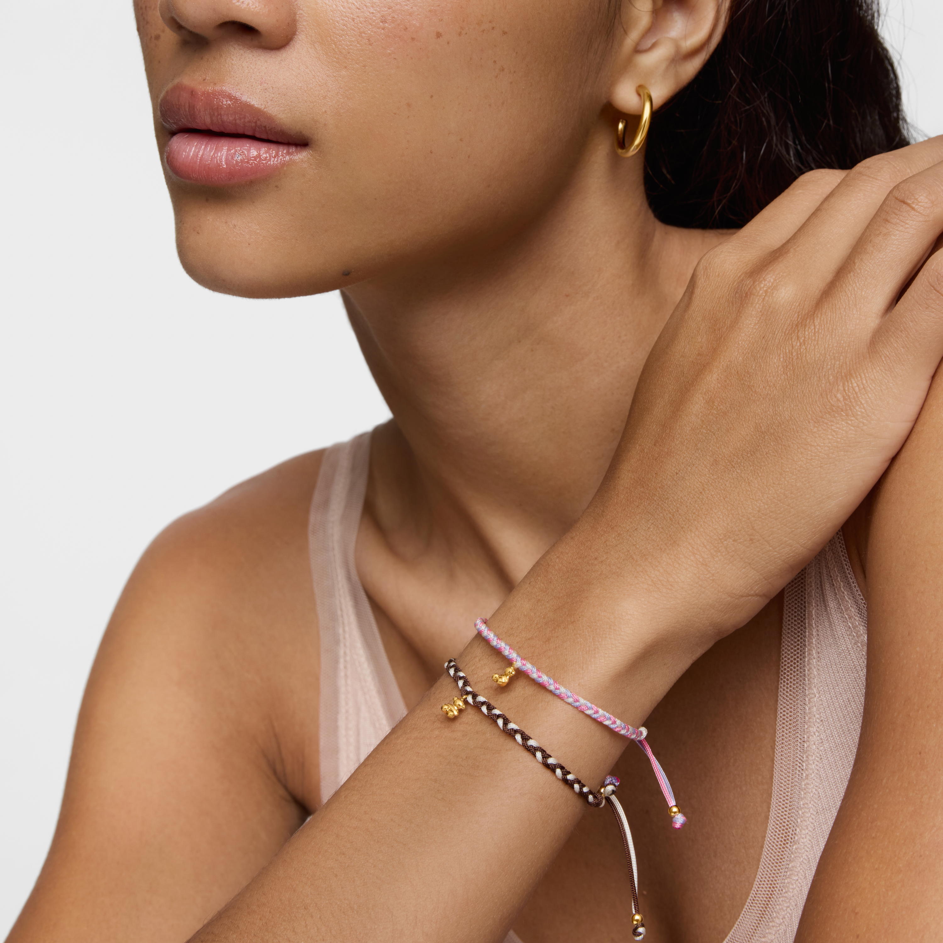 Bear Bracelet with 18K gold vermeil and brown nylon TOUS Motifs | TOUS