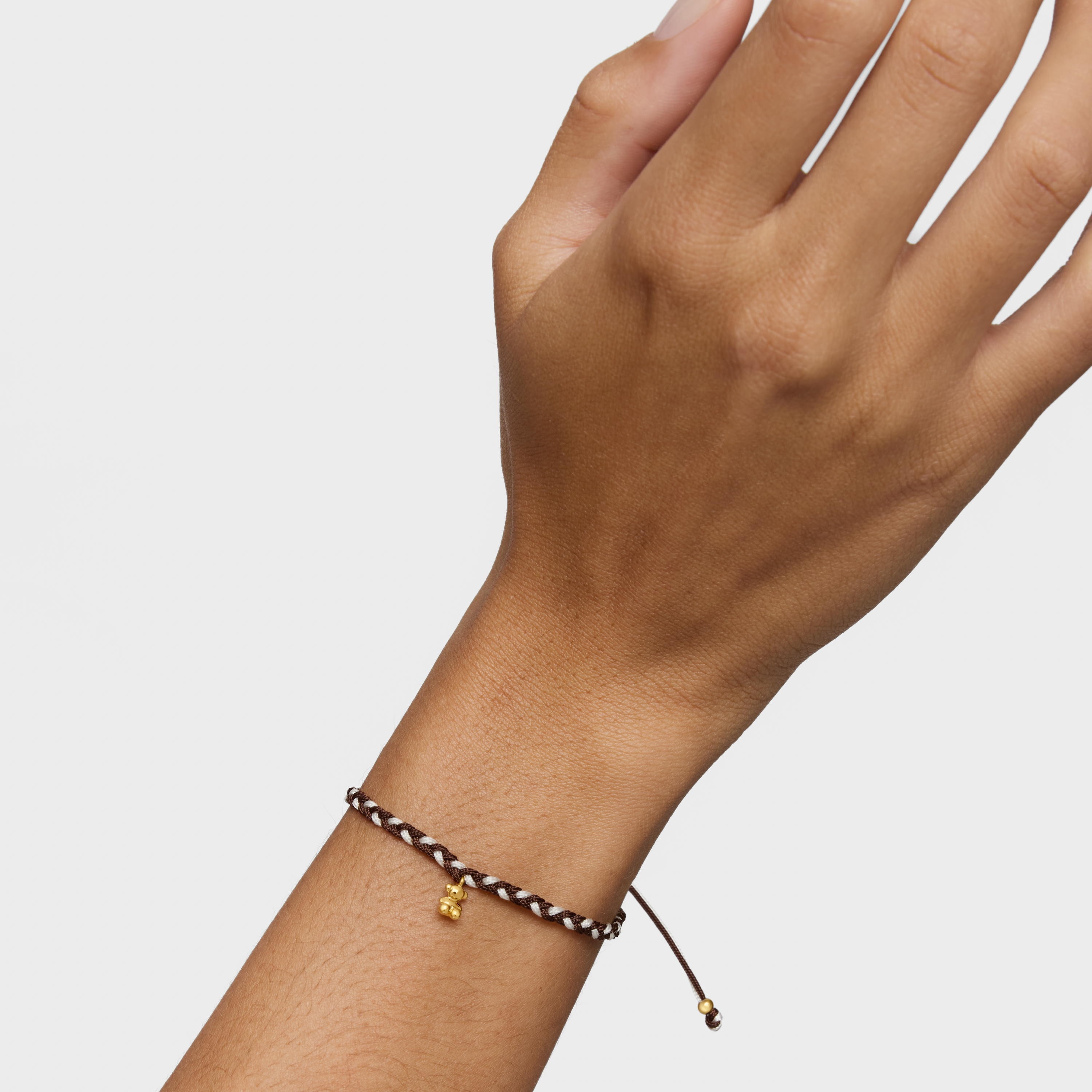 Bear Bracelet with 18K gold vermeil and brown nylon TOUS Motifs | TOUS