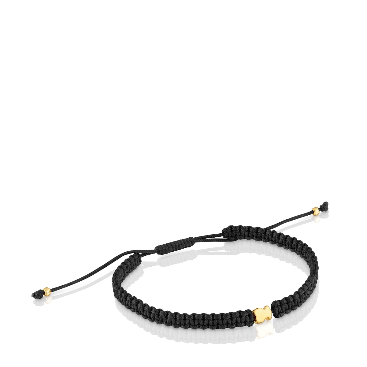 Tous - Pulsera Oso Con Baño De Oro 18 Kt Sobre Plata Y Nylon Negro Tous Motivos - Dorado