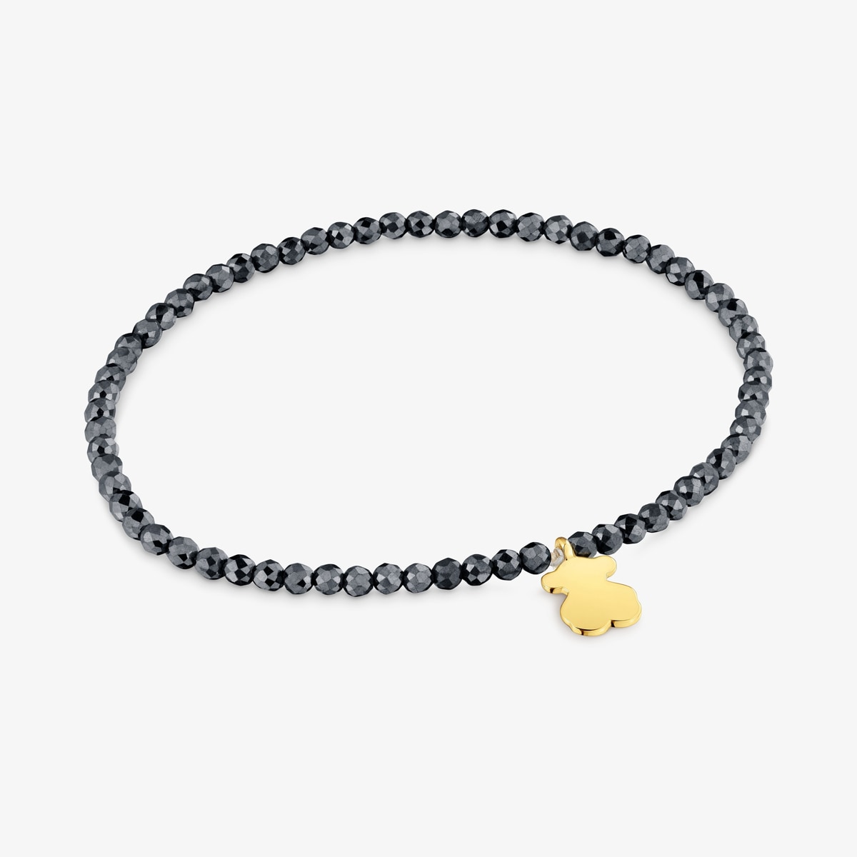 Tous - Pulsera Elástica Con Hematita Y Oso Con Baño De Oro 18 Kt Sobre Plata Tous Motivos - Gris