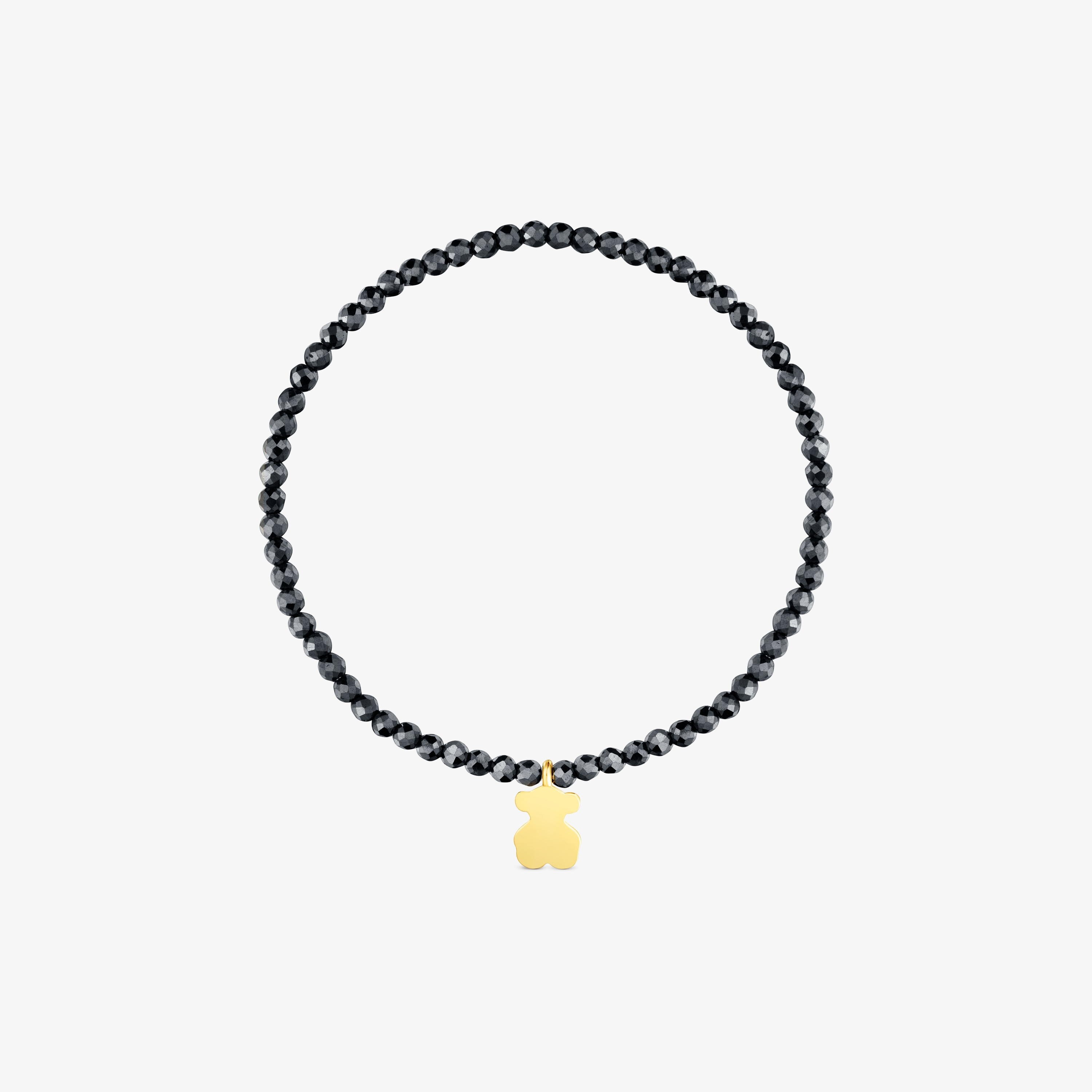 Elastic Bracelet with hematite and bear with 18K gold vermeil TOUS Motifs