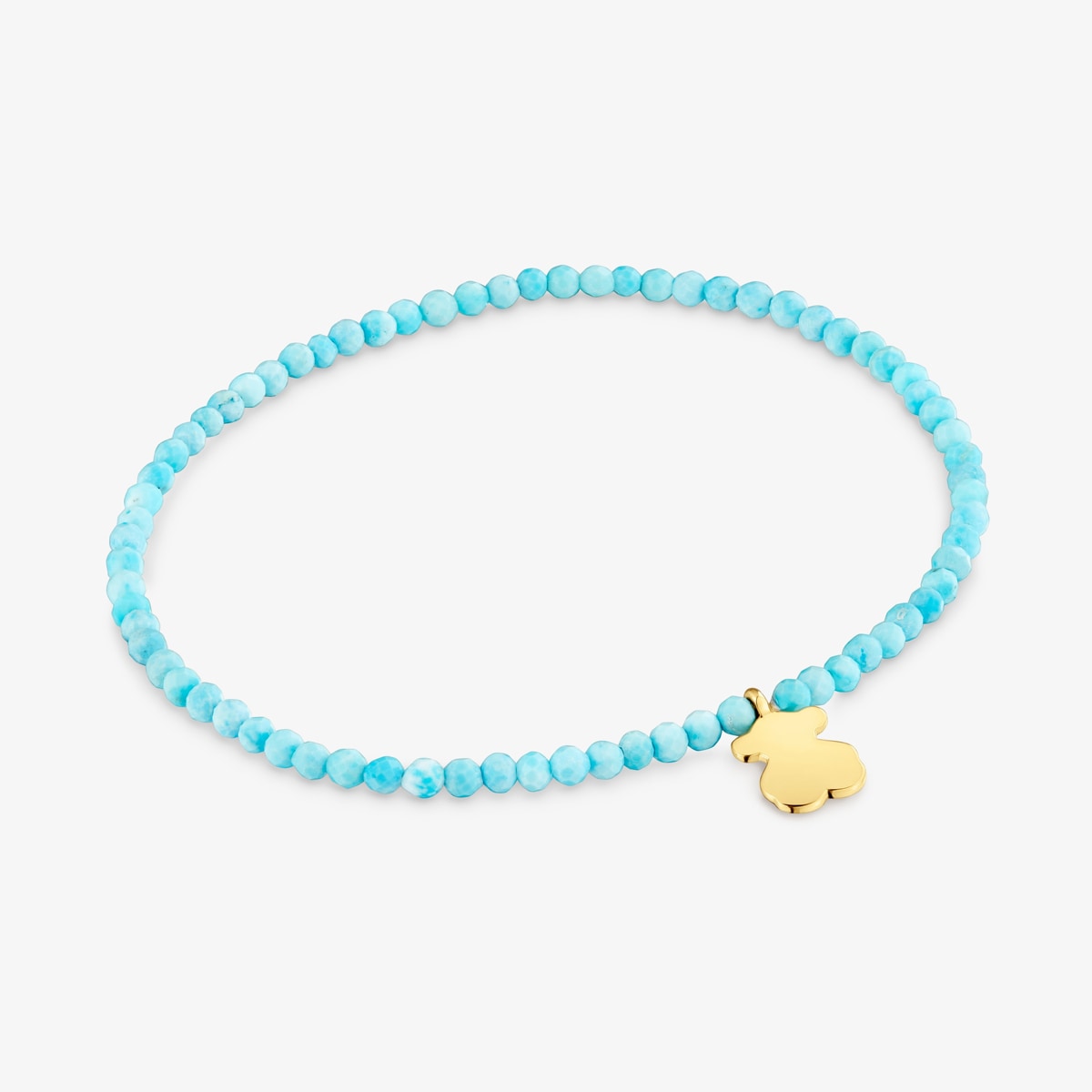 Tous - Pulsera Elástica Con Magnesia Azul Y Oso Con Baño De Oro 18 Kt Sobre Plata Tous Motivos - Azul