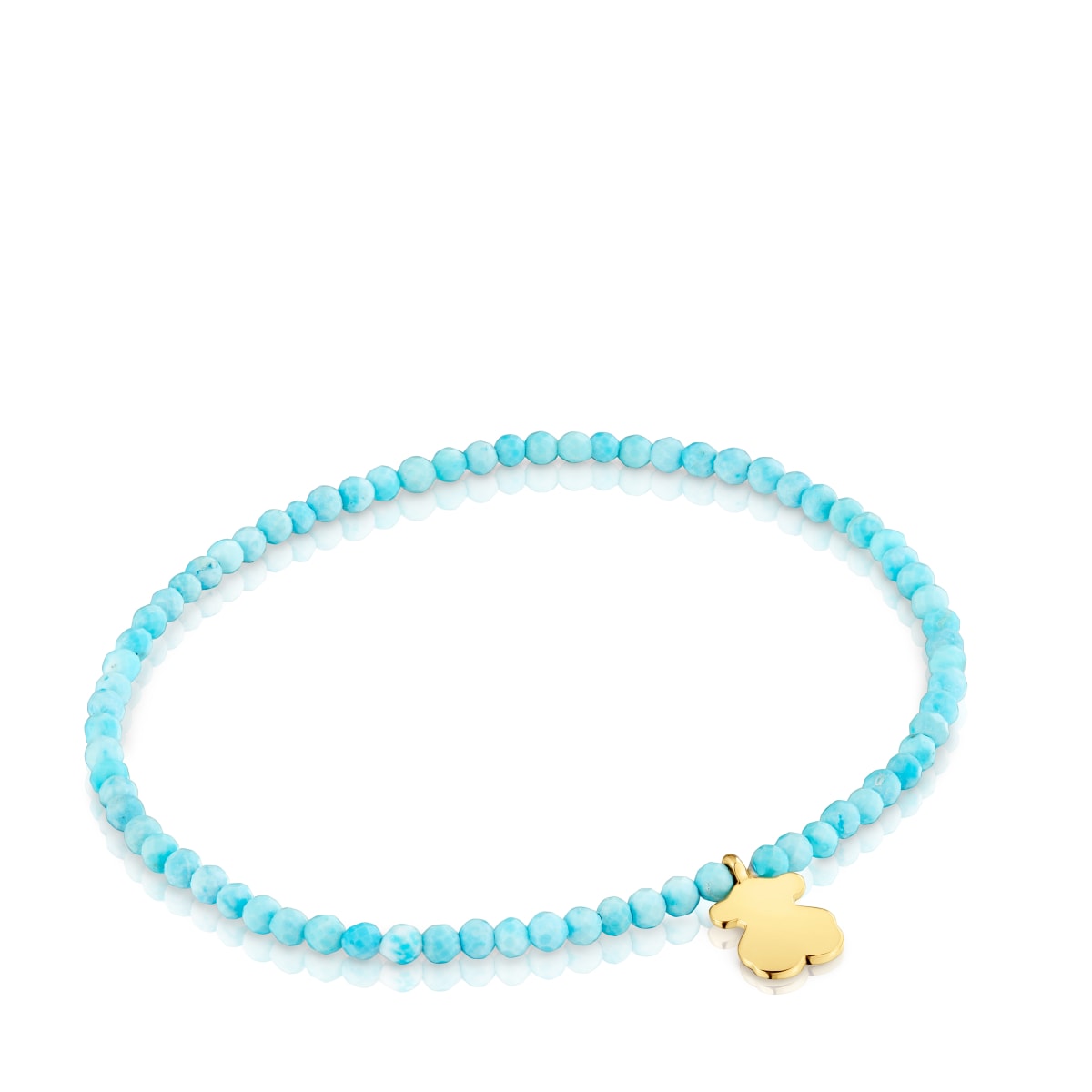 Tous - Pulsera Elástica Con Magnesia Azul Y Oso Con Baño De Oro 18 Kt Sobre Plata Tous Motivos - Dorado