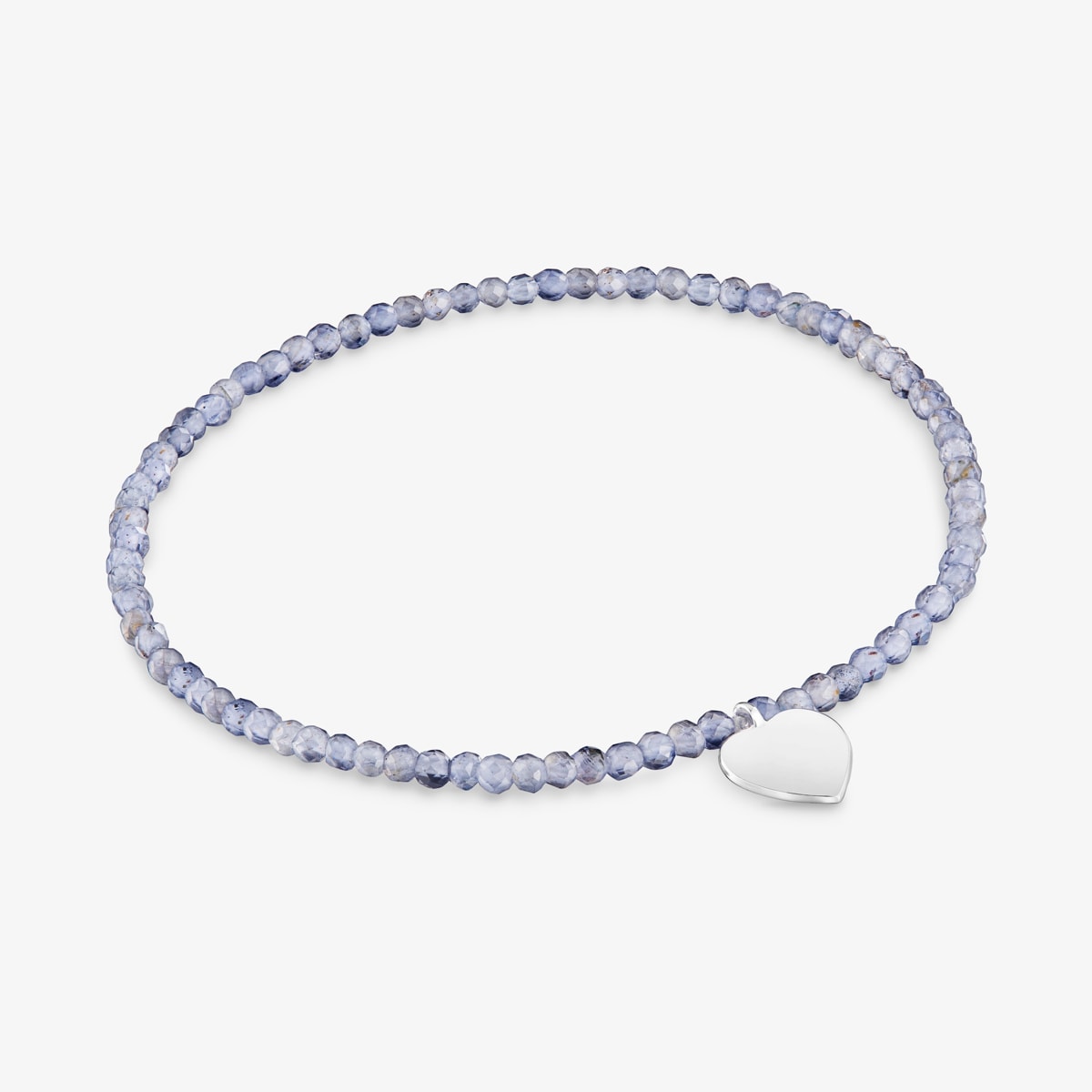 Elastisches Armband Motifs Mit Iolithen Und Herzmotiv Aus Silber