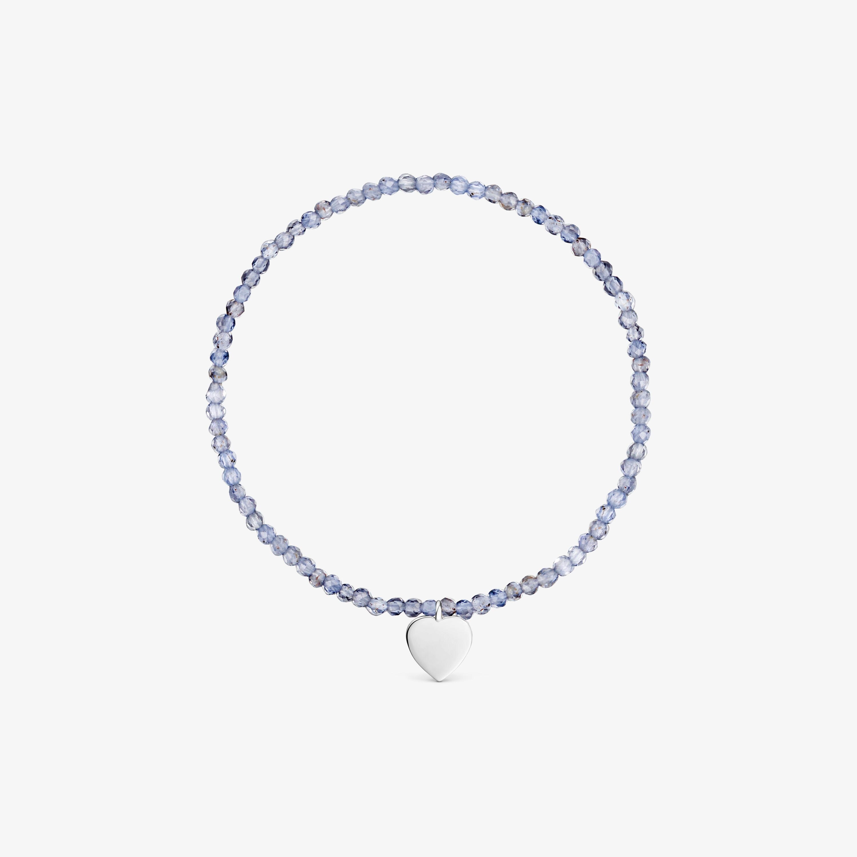 Elastic Bracelet with iolites and silver heart TOUS Motifs
