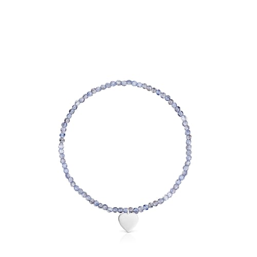 Bransoletka elastyczna z iolitami i srebrnym sercem TOUS Motifs