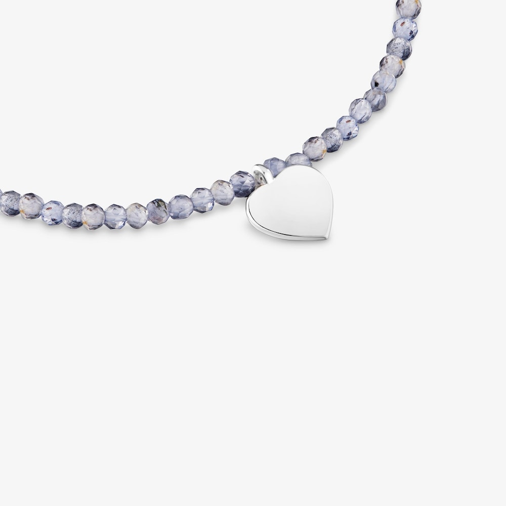 Elastic Bracelet with iolites and silver heart TOUS Motifs