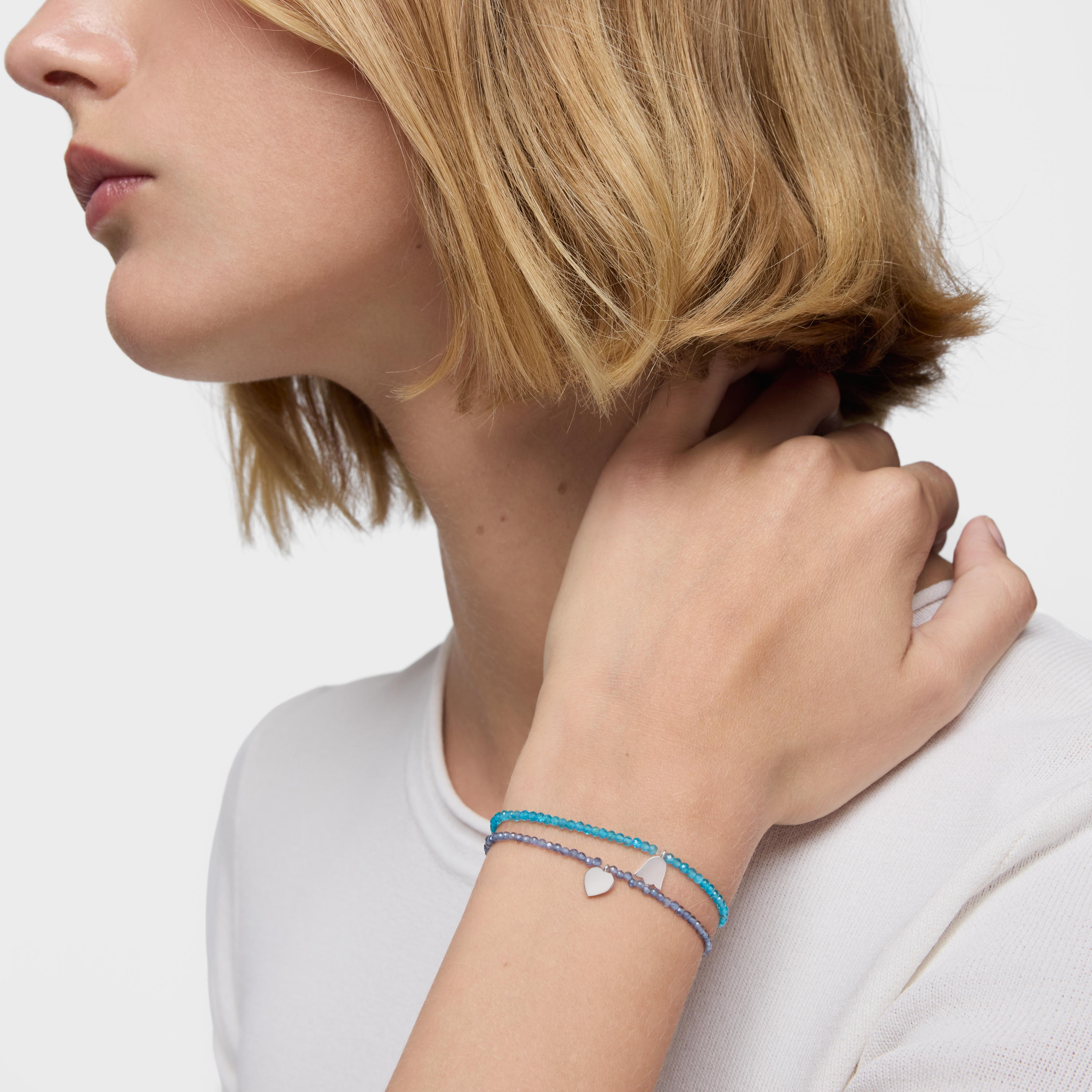 Elastic Bracelet with iolites and silver heart TOUS Motifs