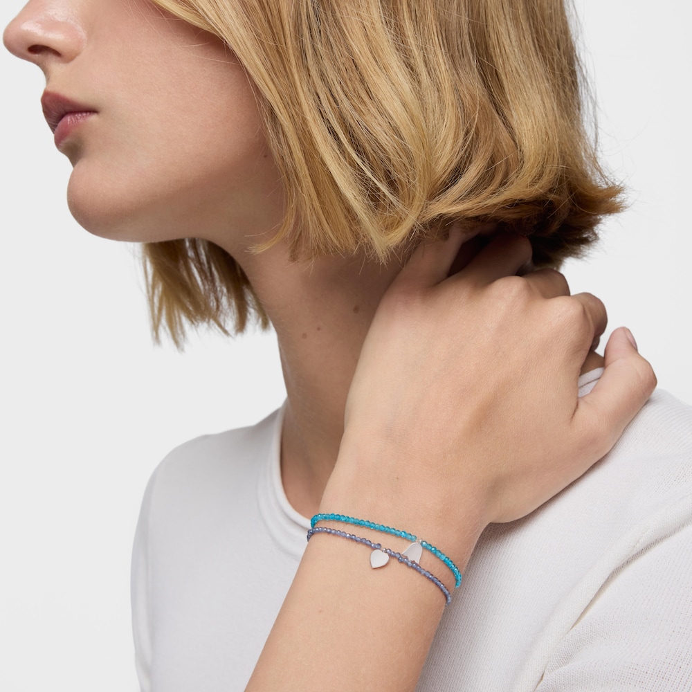 Elastic Bracelet with iolites and silver heart TOUS Motifs