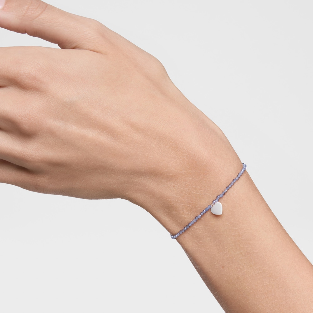 Elastic Bracelet with iolites and silver heart TOUS Motifs