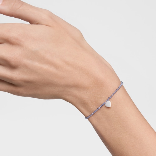 Bransoletka elastyczna z iolitami i srebrnym sercem TOUS Motifs