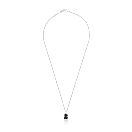 Colar curto em prata e motivo urso em ónix TOUS Icon Color