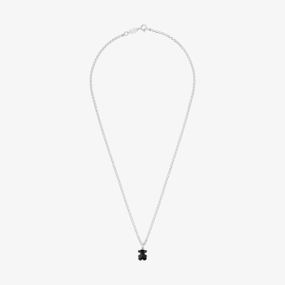 Colar curto em prata e motivo urso em &oacute;nix TOUS Icon Color