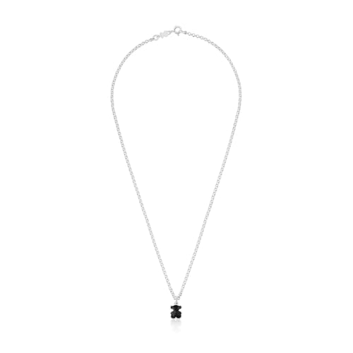 Colar curto em prata e motivo urso em ónix TOUS Icon Color