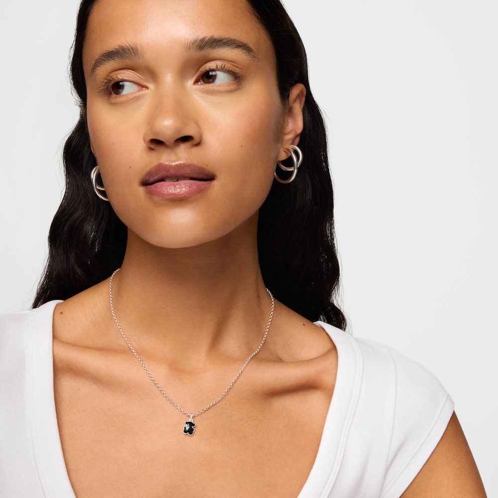 Colar curto em prata e motivo urso em &oacute;nix TOUS Icon Color