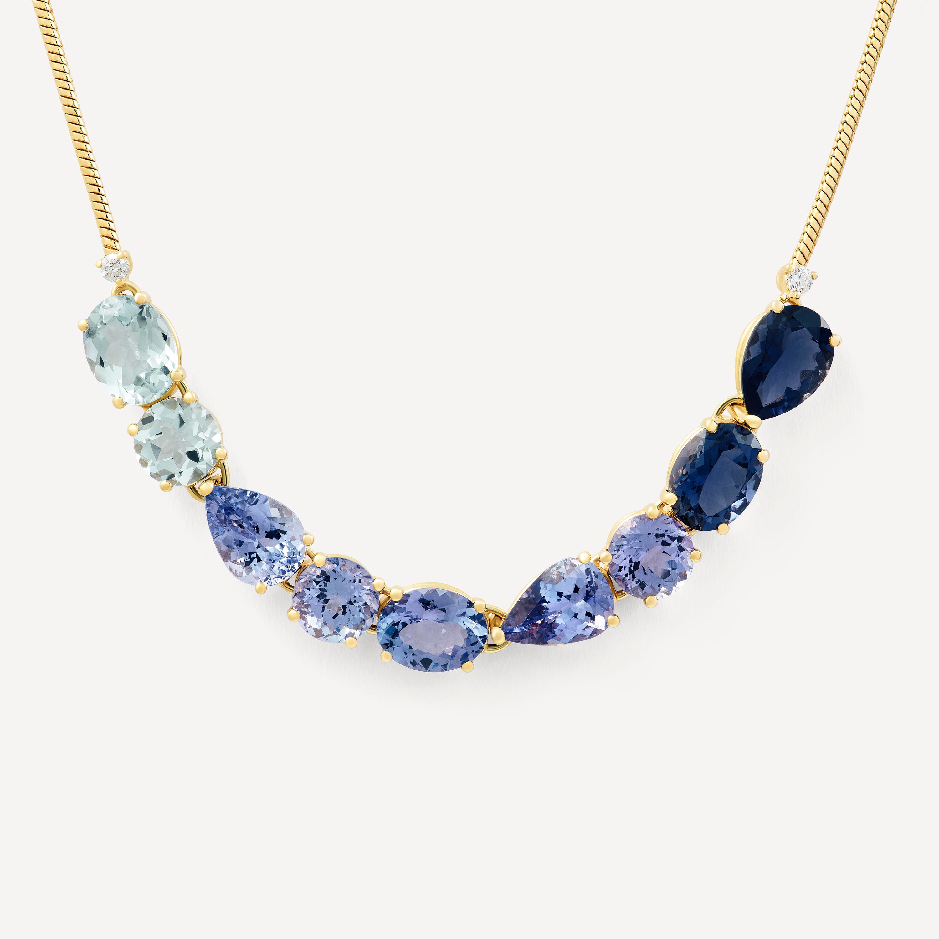 Gold Necklace with blue-colored gemstones and diamonds TOUS ATELIER