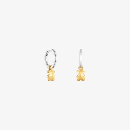 Two-tone Hoop earrings with bear motif Icon Metal