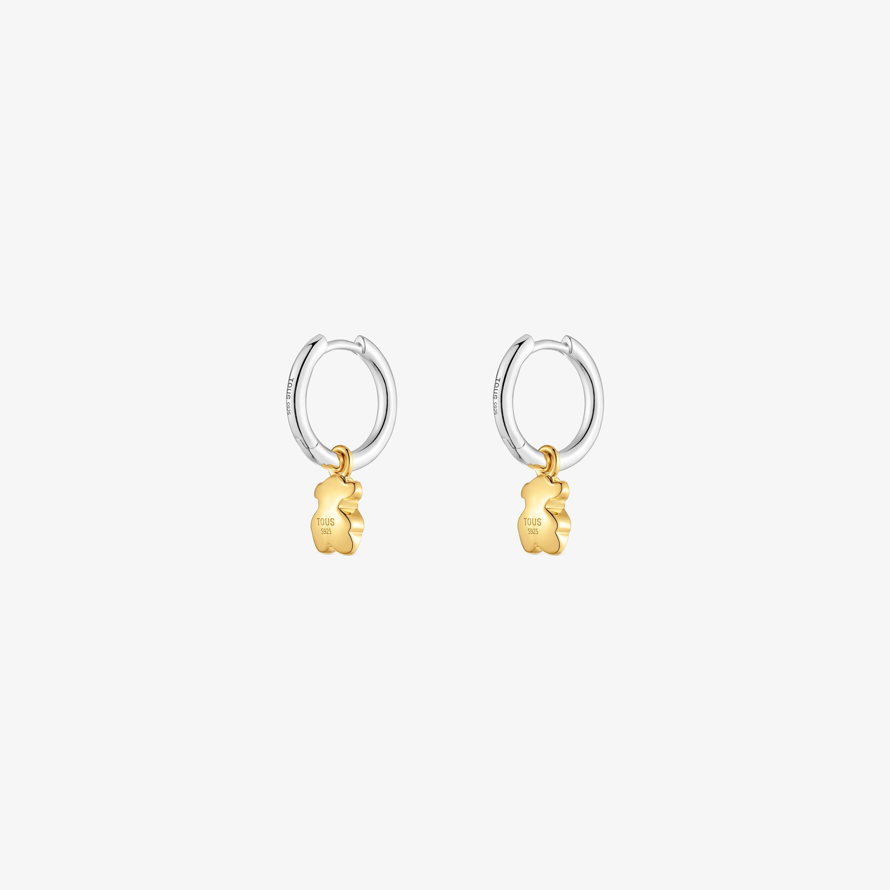 Two-tone Hoop earrings with bear motif Icon Metal