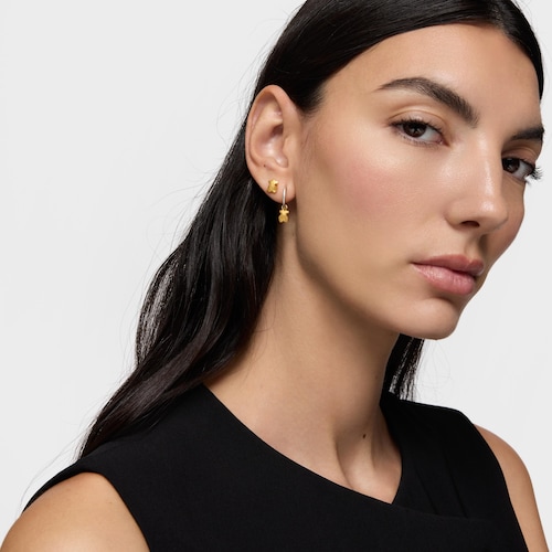 Pendientes de aro motivo oso bicolor Icon Metal