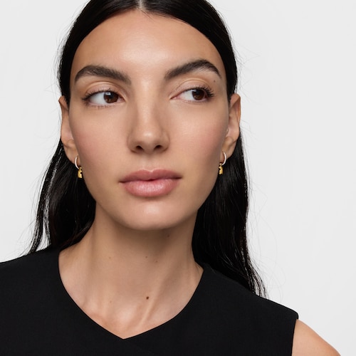 Pendientes de aro motivo oso bicolor Icon Metal