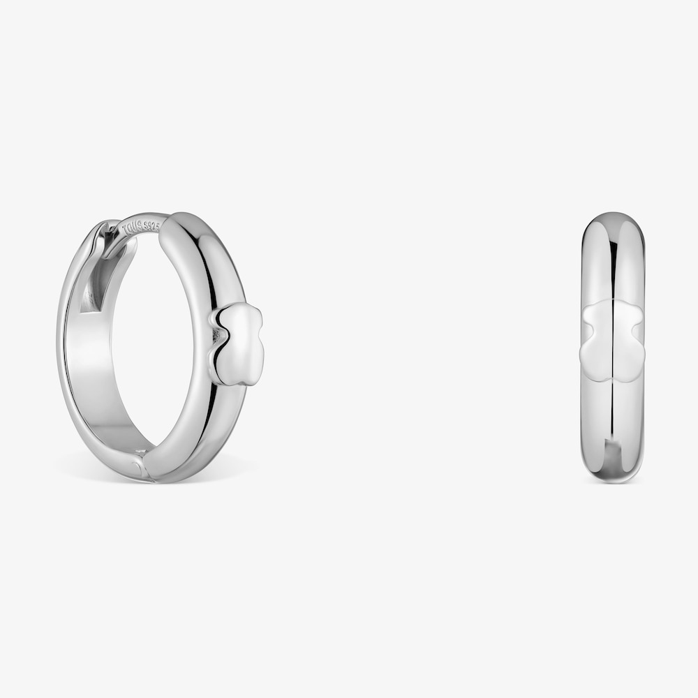 Kolczyki kreolki ze srebra 12 mm z misiem TOUS Basics