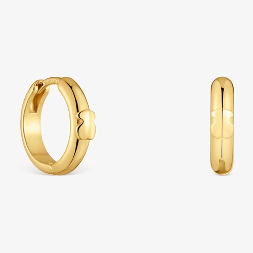 Arracades d'aro amb &oacute;s i bany d'or de 18 kt sobre plata 12 mm TOUS Basics