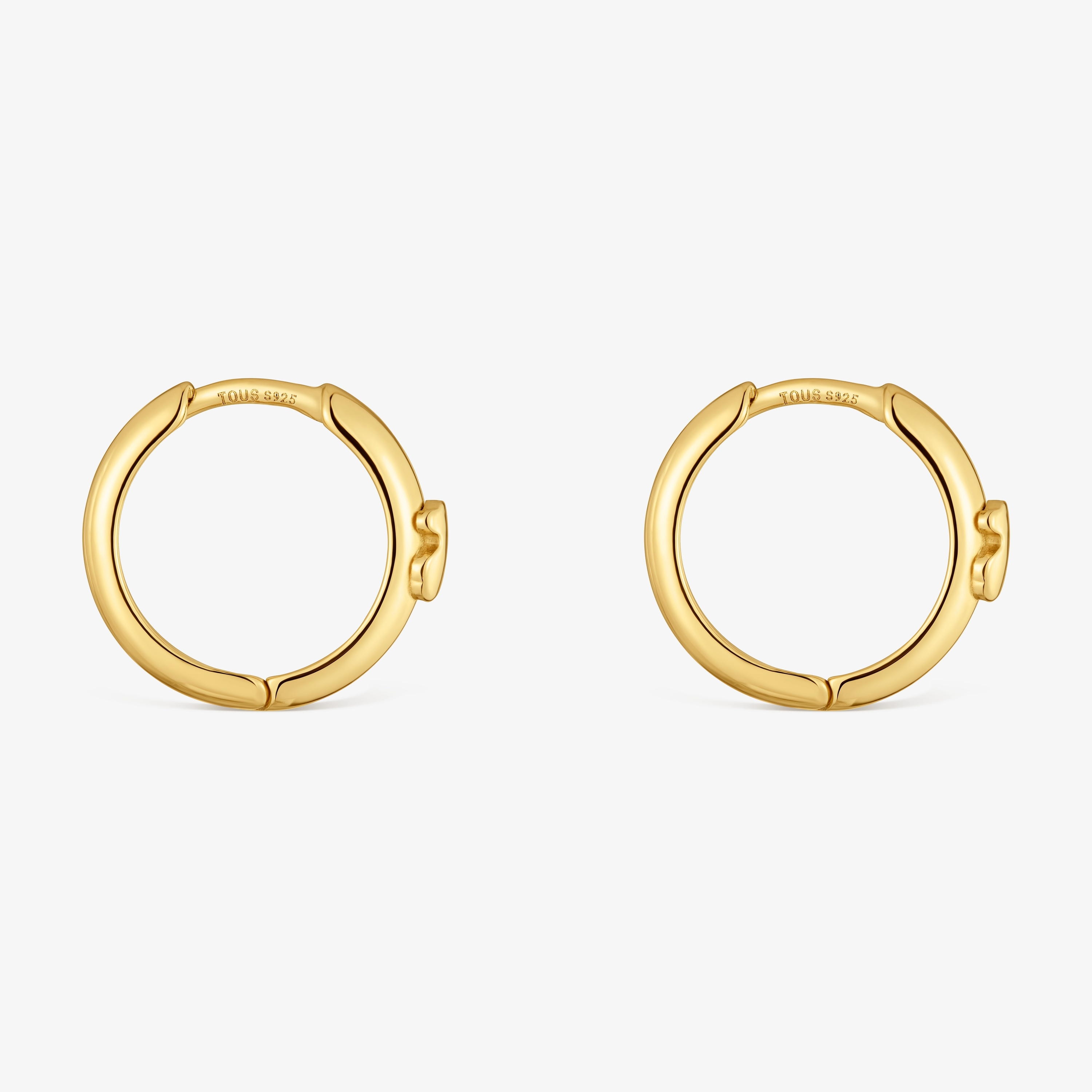 12 mm Hoop earrings with bear and 18K gold vermeil TOUS Basics