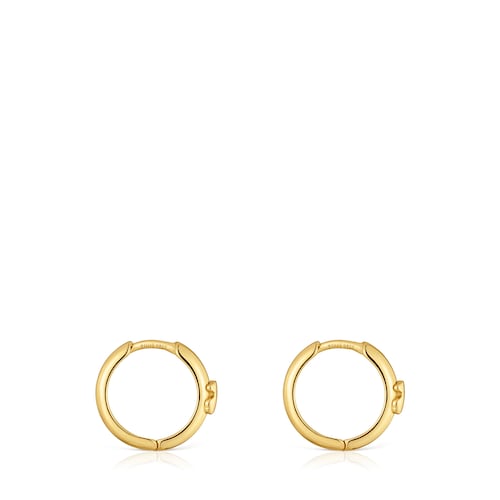 Pendientes aro con oso y baño de oro de 18 kt sobre plata 12 mm TOUS Basics