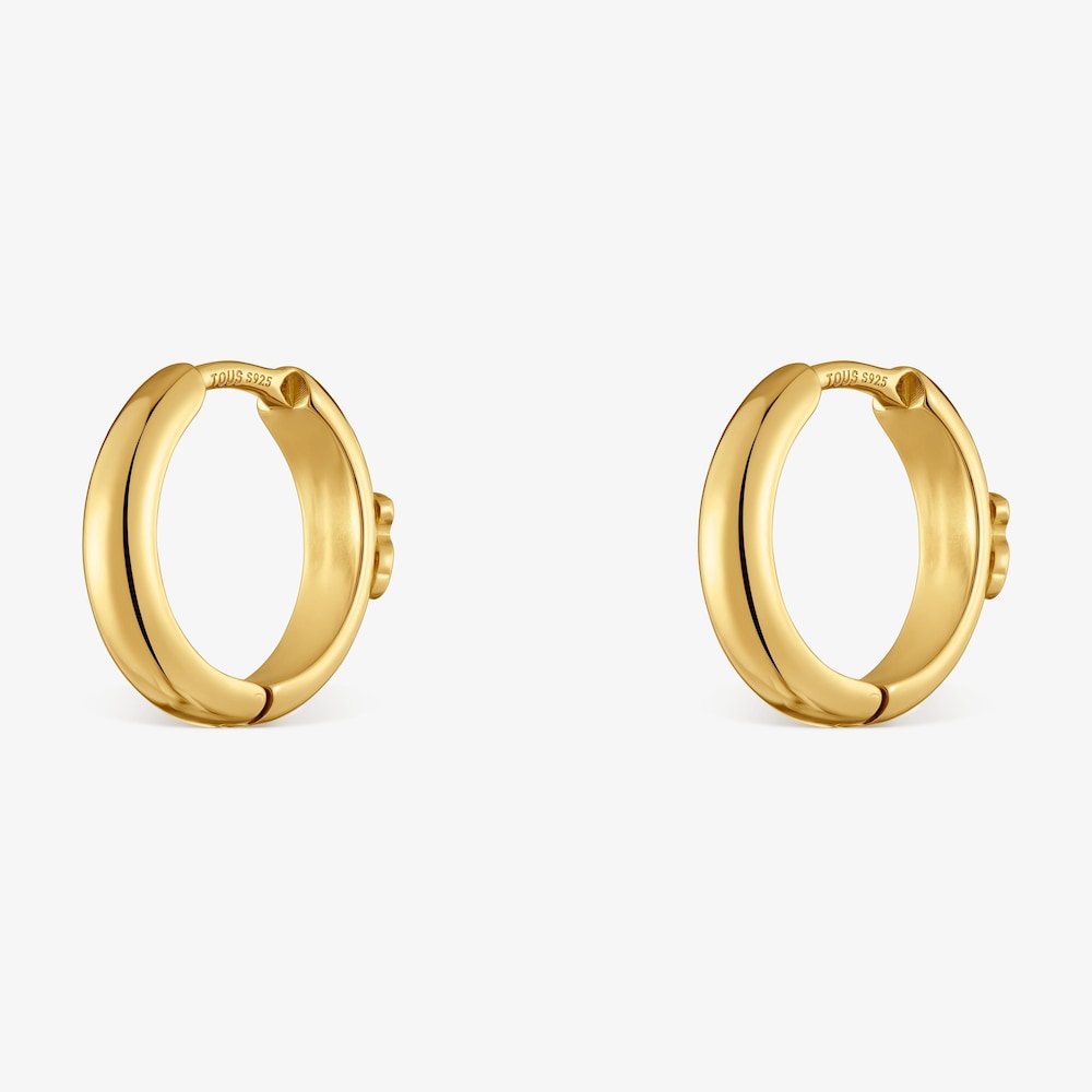 Boucles d&rsquo;oreilles anneaux avec ourson en argent plaqu&eacute; or 18&nbsp;ct, 12&nbsp;mm TOUS Basics