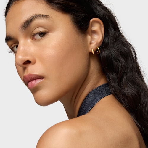 Pendientes aro con oso y baño de oro de 18 kt sobre plata 12 mm TOUS Basics