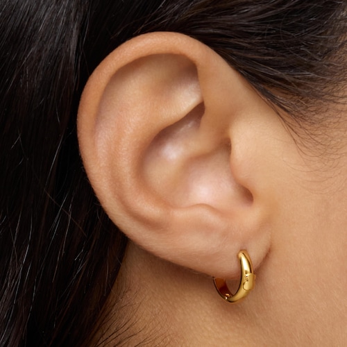 Pendientes aro con oso y baño de oro de 18 kt sobre plata 12 mm TOUS Basics